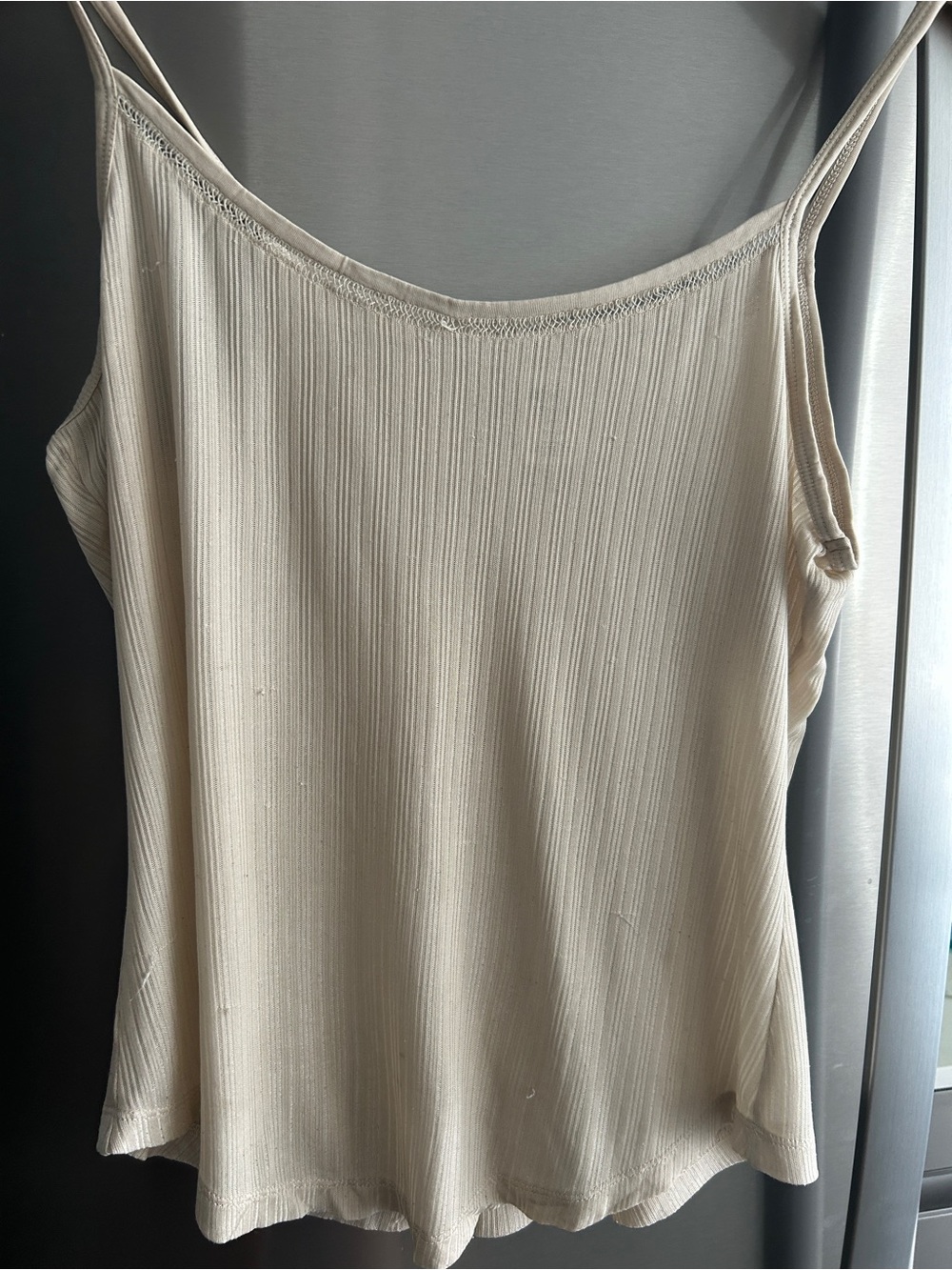 REI Cream Ribbed Silk Cami Top